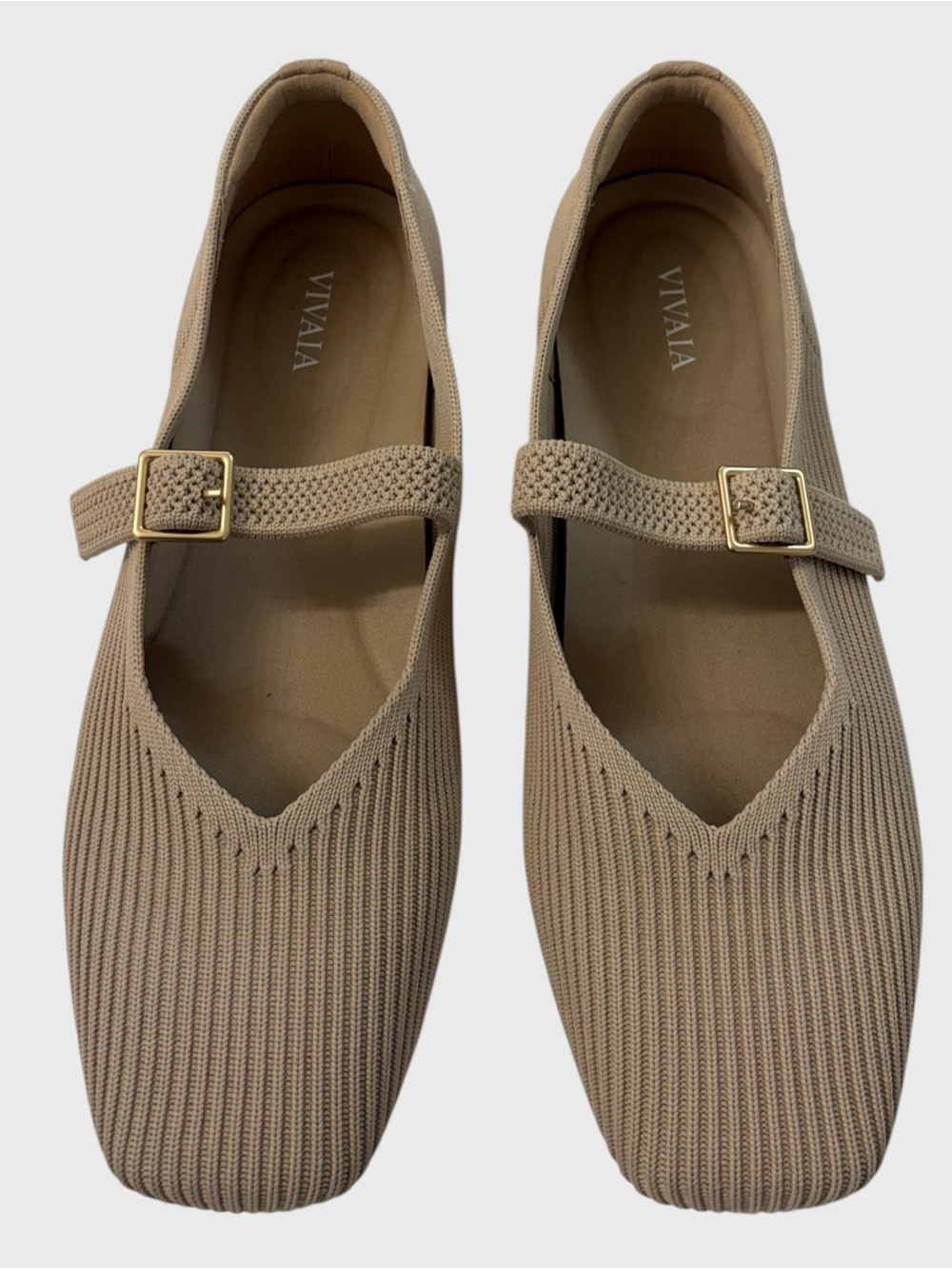 Vivaia Almond Square Toe Margot Mary Jane Flats Size 38 US Size 7-7.5